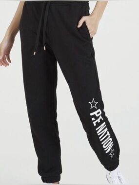 P.E Nation Black Jogger Sweatpants with White Logo